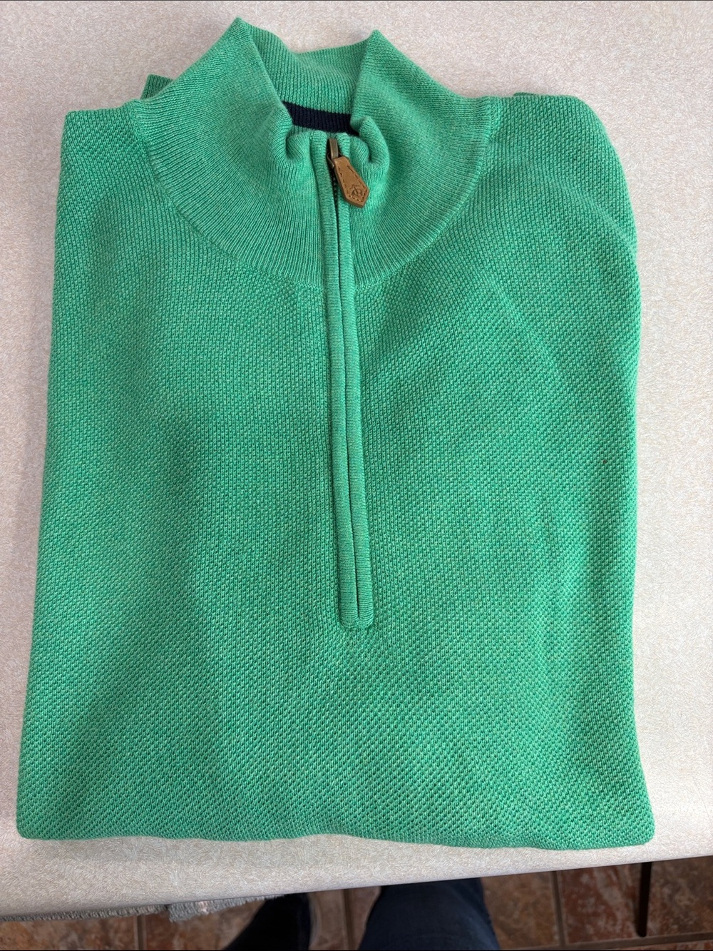 Brooks Brothers Men's Green Quarter-Zip Knit Sweater